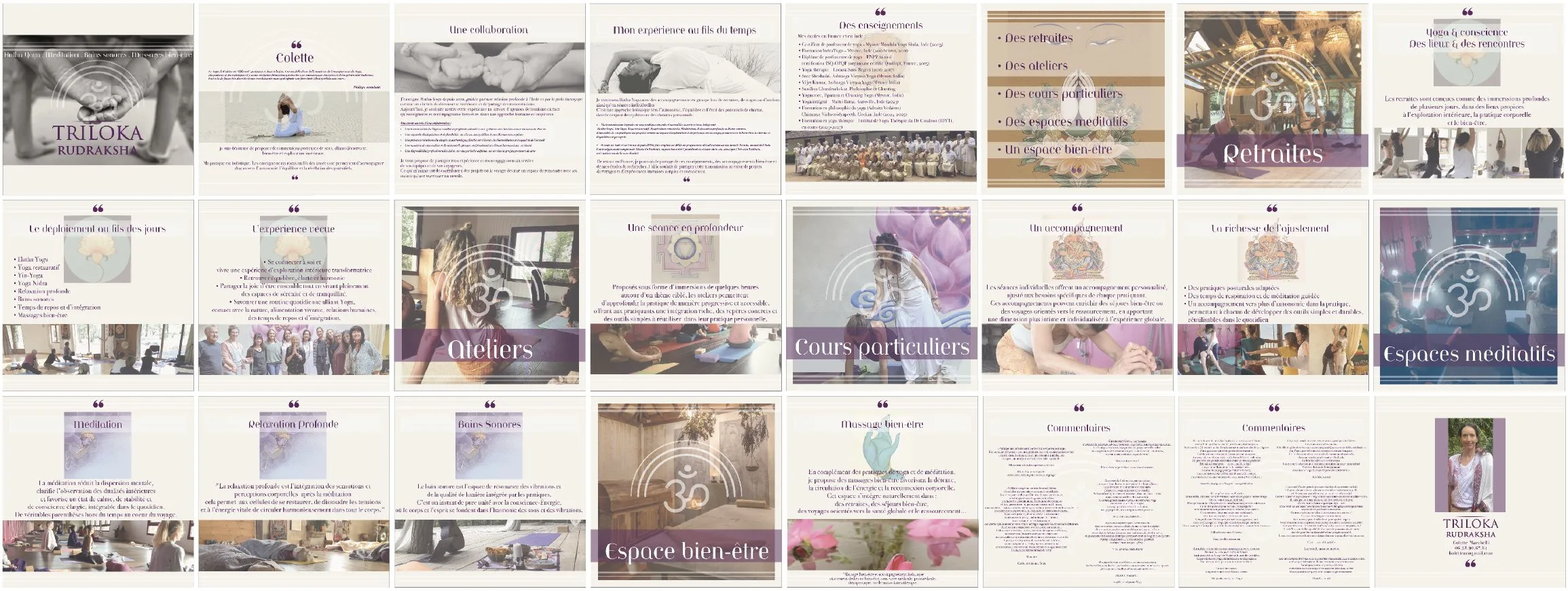Story board de présentation d’activité pour Triloka yoga